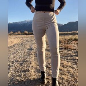 TORY BURCH Billet Leggings Pants Micro Corduroy Side Zipper Skinny Tan Size 29